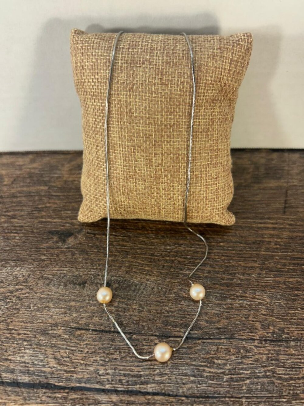 ✨ Dainty Silver Snake Chain Floating Pearl Necklace 18” ✨